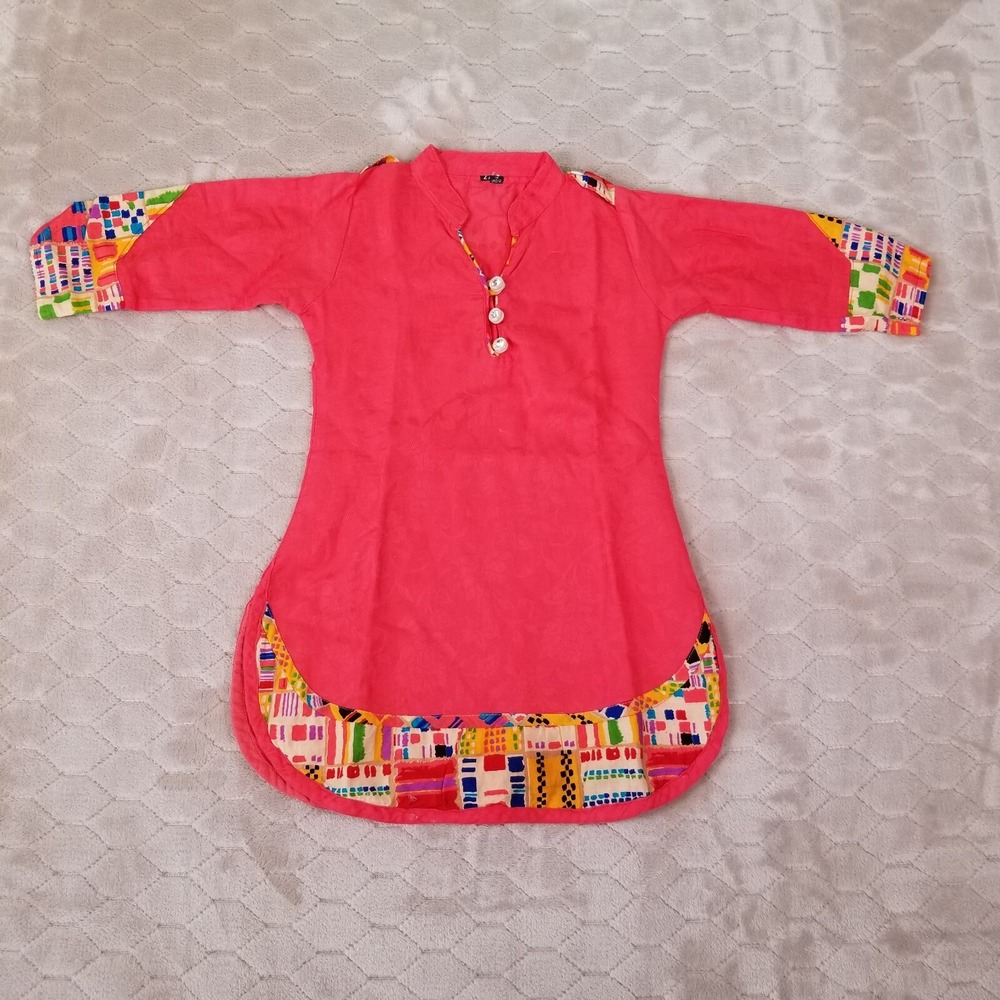 Vintage Kurta Kurti Boho Festival Embellished Ethnic India Dress Top For Kids